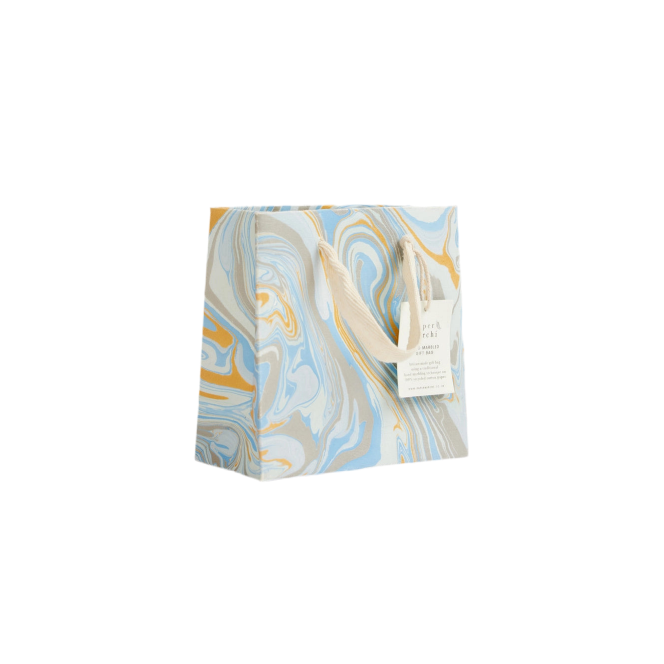 Hand Marbled Pastel Gift Bags - Powder Blue