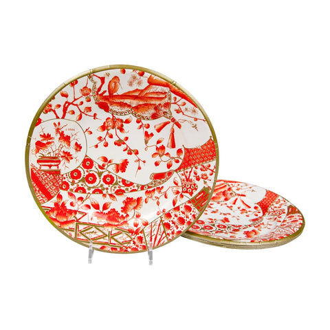 Gilded Porcelain Coral Paper Salad & Dessert Plates