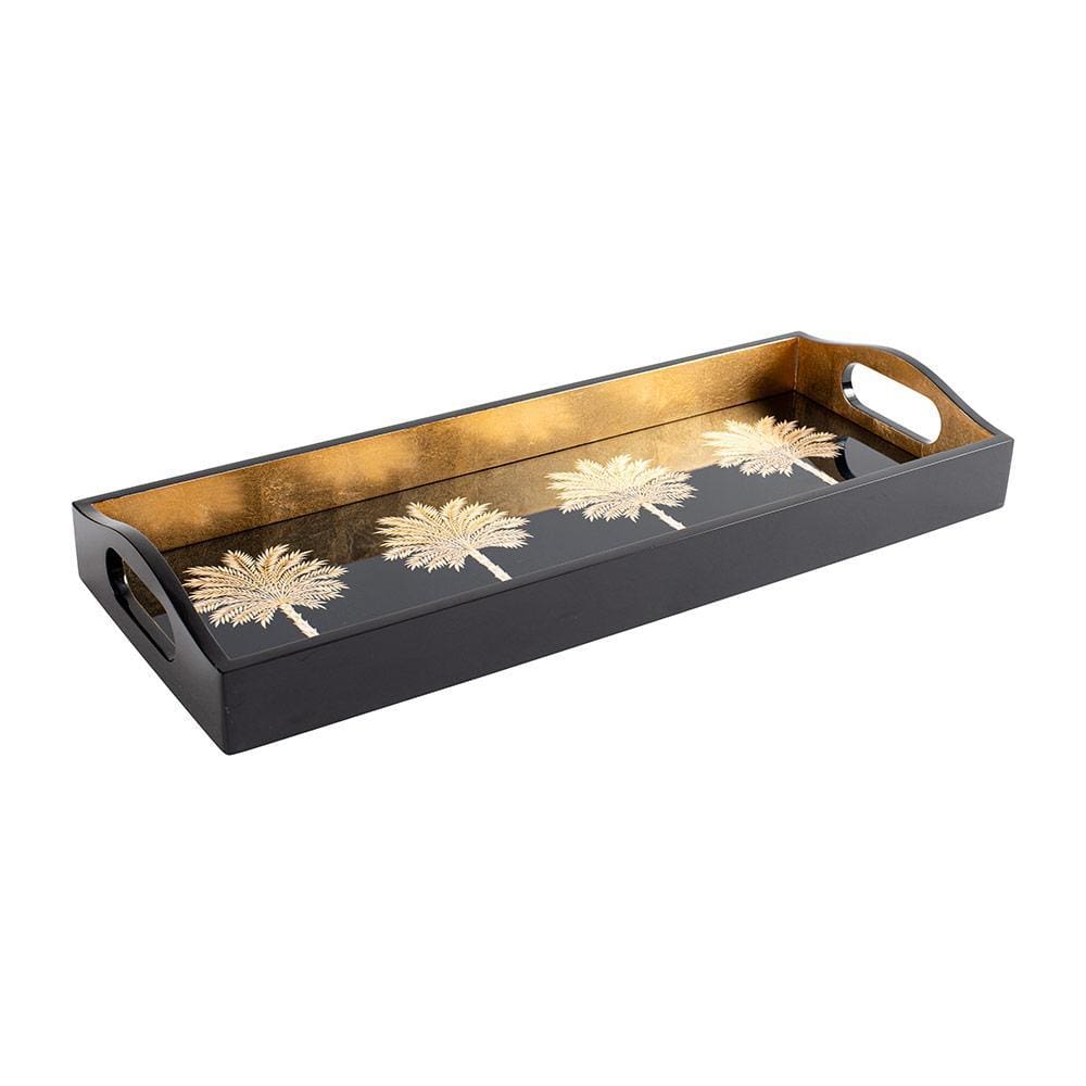 Grand Palms Black Lacquer Bar Tray 20" x 8"