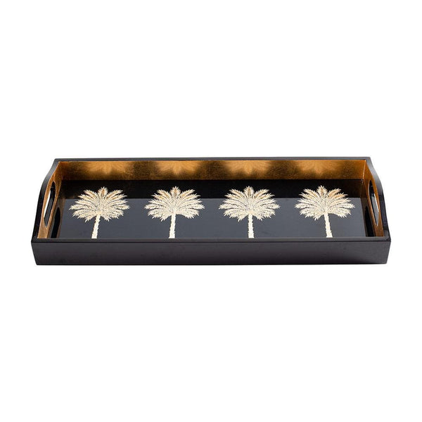 Grand Palms Black Lacquer Bar Tray 20" x 8"