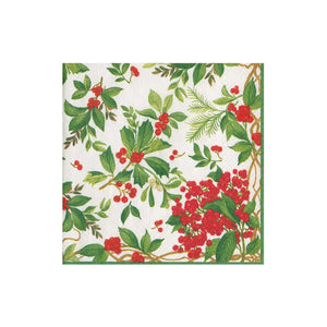 Cocktail Napkins - Holly Chintz White