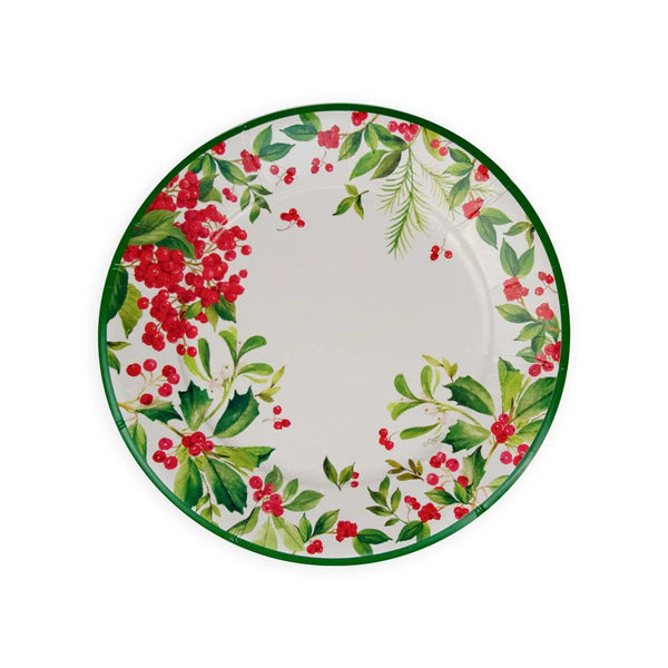 Holly Chintz White Paper Dinner Plates - 8 Per Package