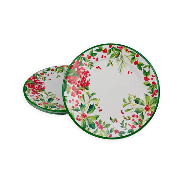 Holly Chintz White Paper Dinner Plates - 8 Per Package