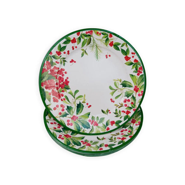 Holly Chintz White Paper Dinner Plates - 8 Per Package