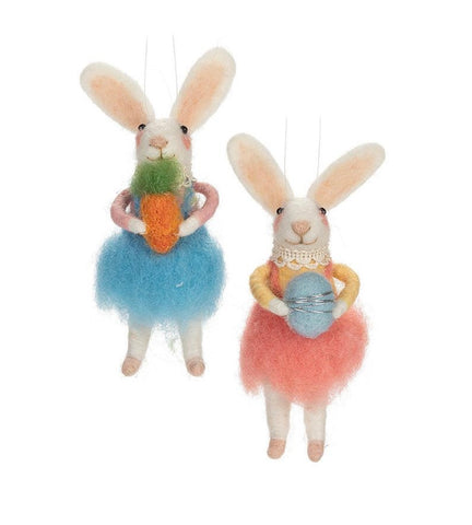 Felt Rabbits in Dresses