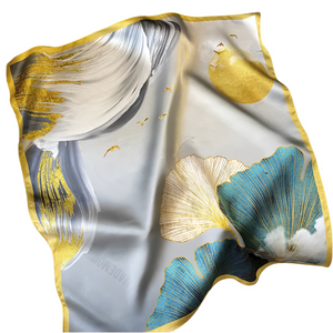 Ginkgo Leaf Pattern Silk Scarf