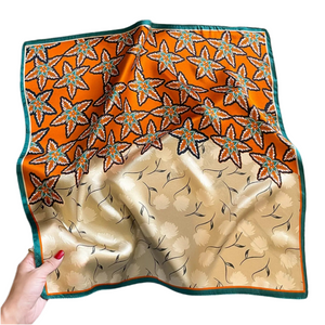 Orange Leaf Silk Scarf