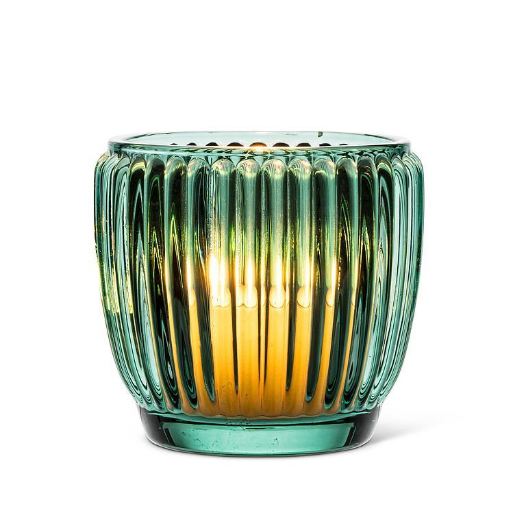 Small Ribbed Votive - Green