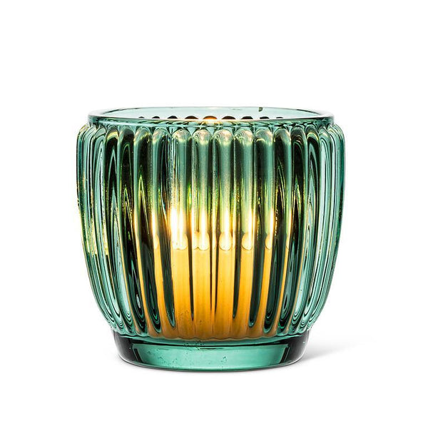 Small Ribbed Votive - Green