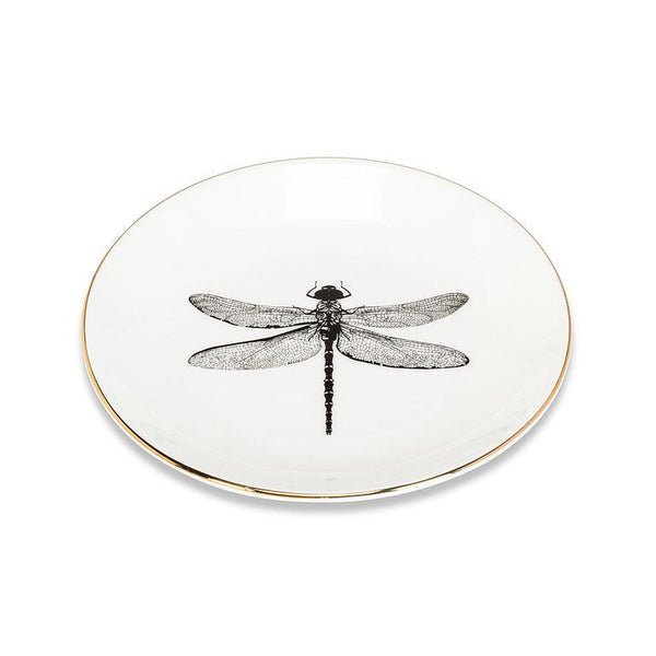 Dragonfly Plate with Gold Rim