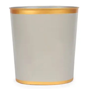 Oval Handpainted Metal Wastebasket - Taupe