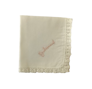 Bridesmaid Hankie w/ Pink Embroidered Lettering