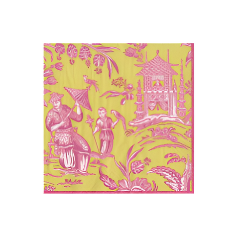 Cocktail Napkins - Silk Road Toile Chartreuse