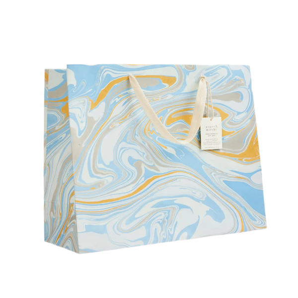 Hand Marbled Pastel Gift Bags - Powder Blue