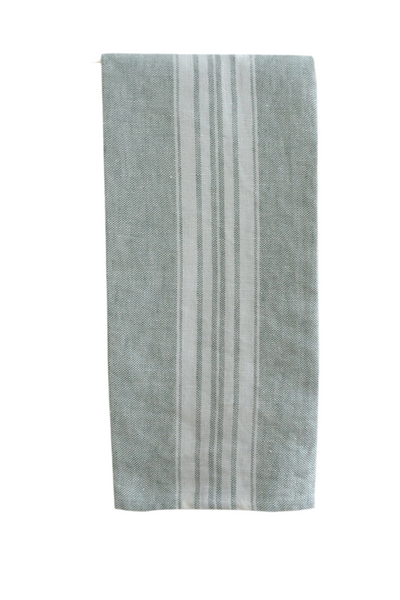 Maison Spruce/White Stripe Linen Tea/Hand Towel