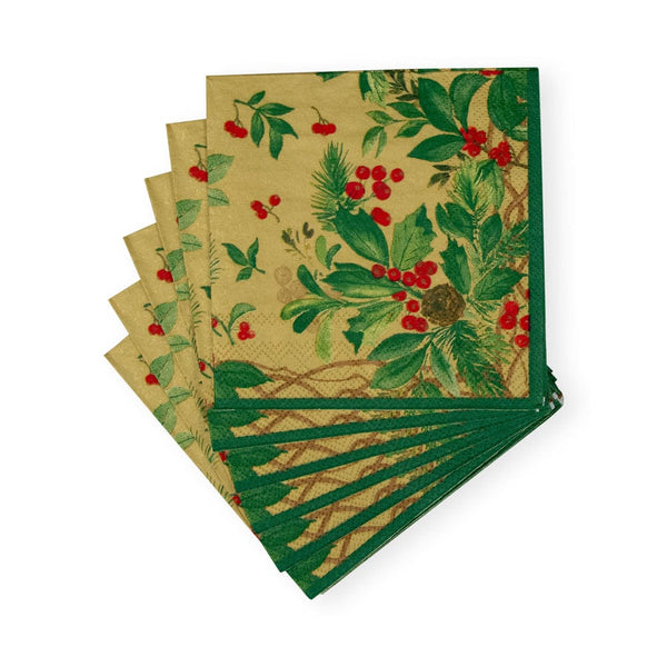 Cocktail Napkins - Holly Chintz Gold