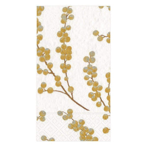 Dinner/Guest Napkins - Berry Branches White/Gold