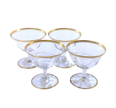 Vintage Gold Edged Coupe Glasses s/4