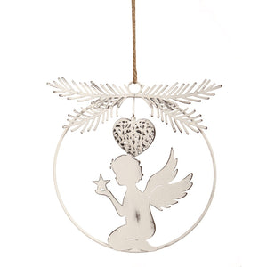 White Round Hanging Angel Ornament