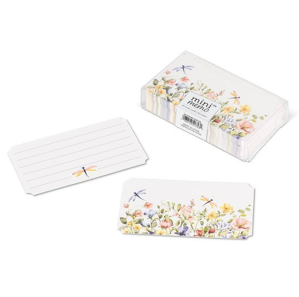 Dragonfly & Floral Mini Note Cards - 50 Pieces