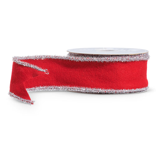 Red Felt Ribbon with Tinsel Trim