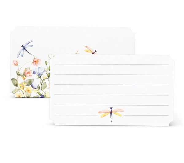 Dragonfly & Floral Mini Note Cards - 50 Pieces