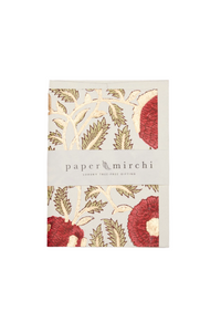 Hand Block Printed Greeting Card - Marigold Glitz Scarlet