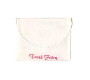 Tooth Fairy Linen Envelope Embroidered in Pink