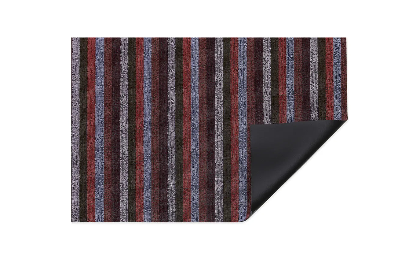 Chilewich Even Stripe Indoor/Outdoor Shag Floor Mat - Berry