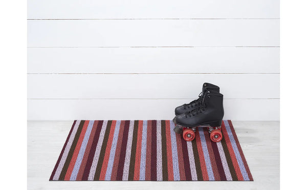 Chilewich Even Stripe Indoor/Outdoor Shag Floor Mat - Berry