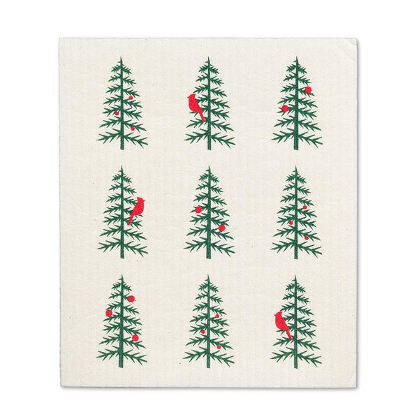 Cardinals in Tree Swedish Dishcloths Set of 2