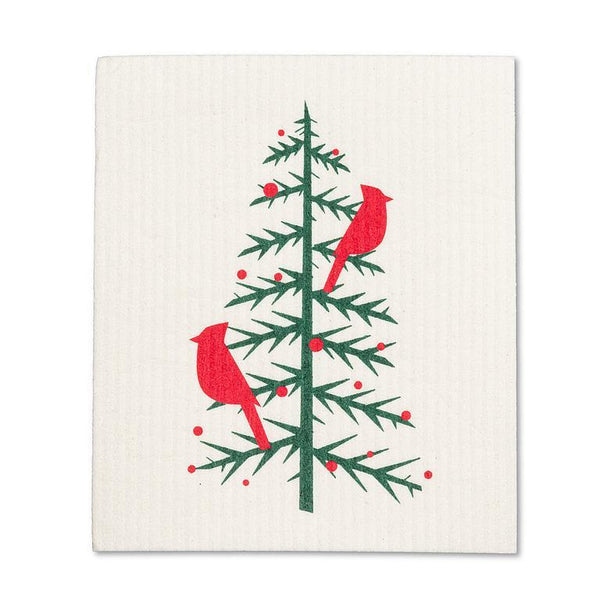 Cardinals in Tree Swedish Dishcloths Set of 2