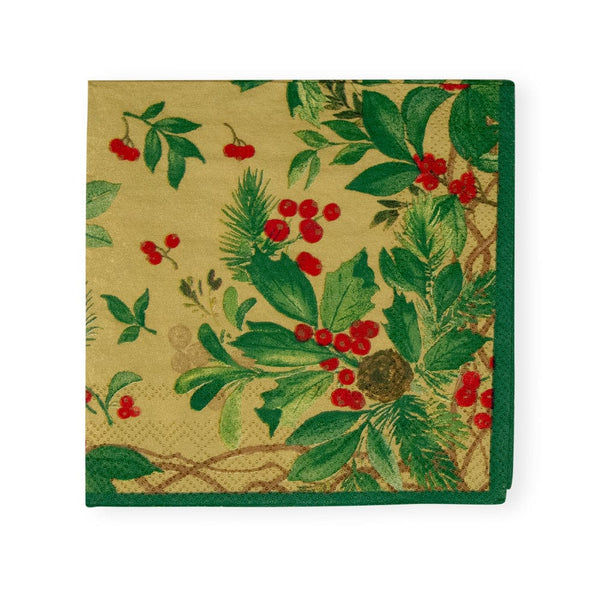 Cocktail Napkins - Holly Chintz Gold