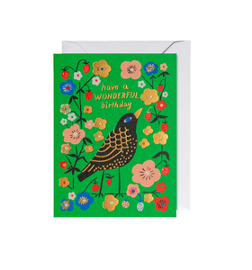 Have a Wonderful Birthday Blackbird Mini Card