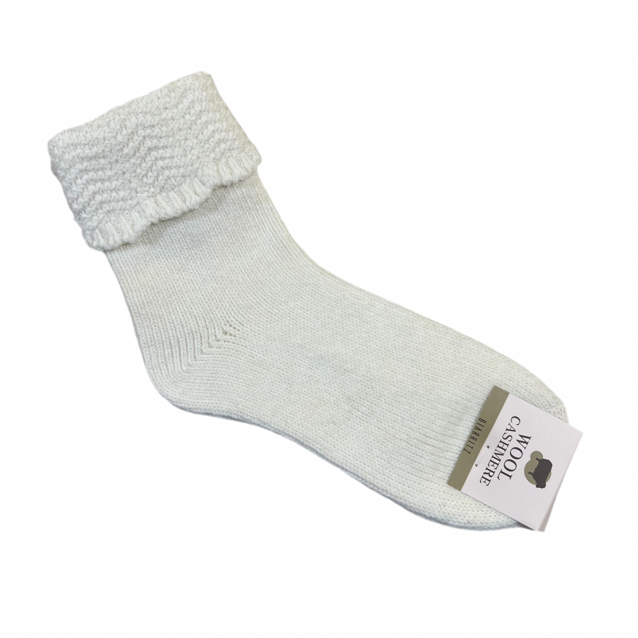 Folded Cashmere Socks - Ivory