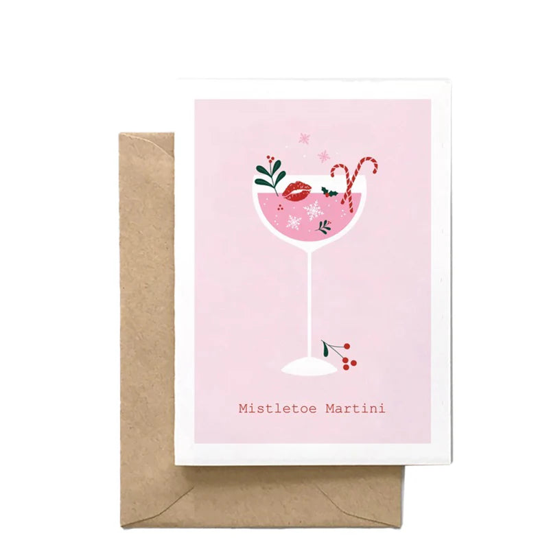 Mistletoe Martini Christmas Card