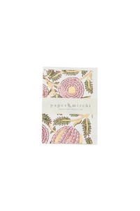 Hand Block Printed Greeting Card - Marigold Glitz Blush