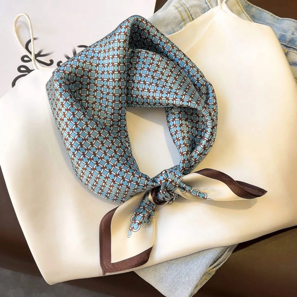 Blue Polka Dot Silk Scarf