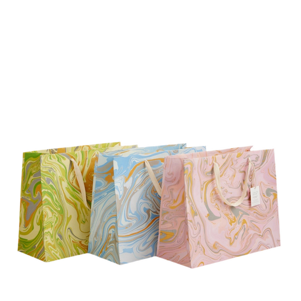 Hand Marbled Pastel Gift Bags - Powder Blue