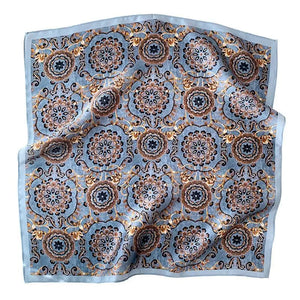 Grey & Blue Bohemian Silk Scarf