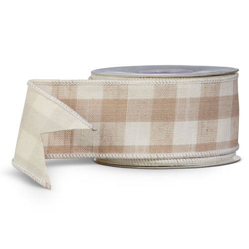 Beige Gingham Ribbon