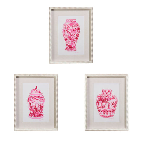 Pink Chinoiserie Jar Framed Wall Art (3 styles)