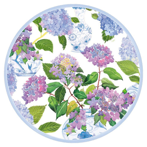 Hydrangeas & Porcelain Round Paper Placemats - 12 Per Package