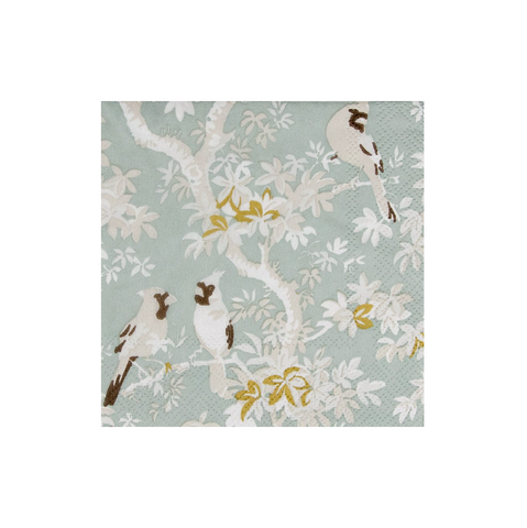 Cocktail Napkins - Scenic Songbirds Celadon