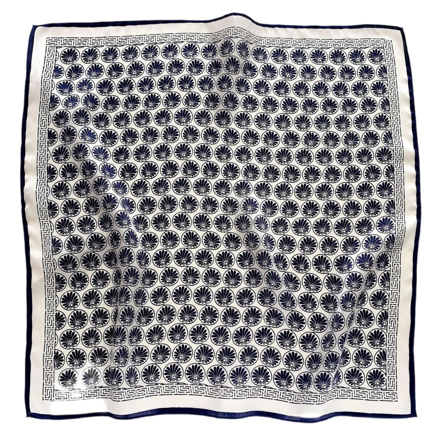 Navy Blue Boho Flora Silk Scarf