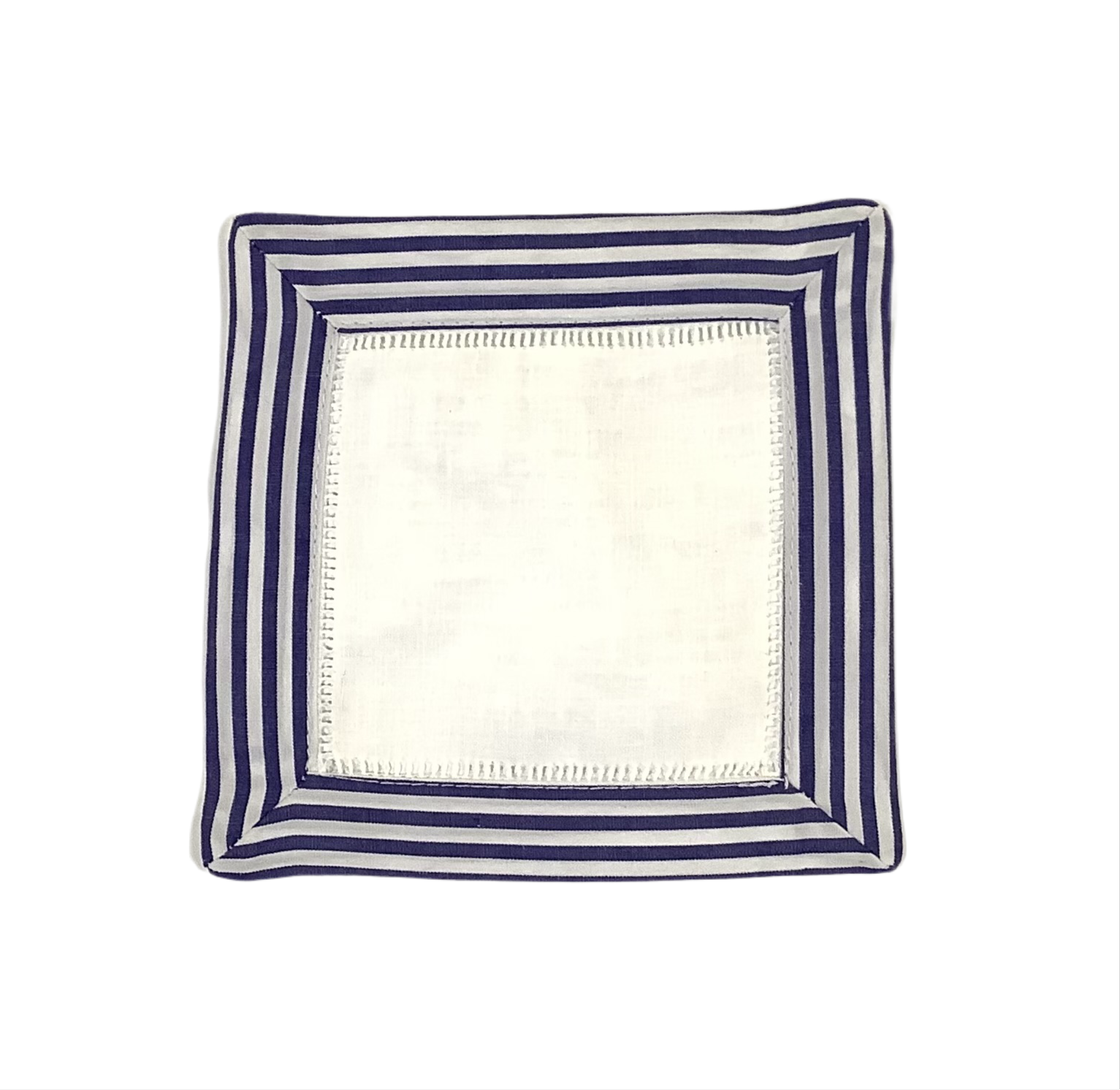 Navy Seersucker Linen Cocktail Napkin