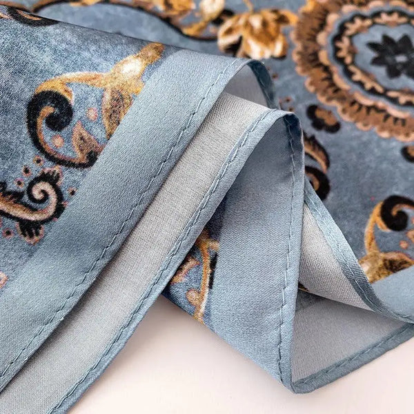 Grey & Blue Bohemian Silk Scarf