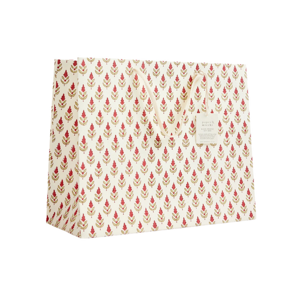 Hand Block Printed Festive Gift Bags - Buti Scarlet