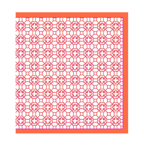 Garden Trellis Cloth Tablecloth in Fuchsia & Orange by Caspari