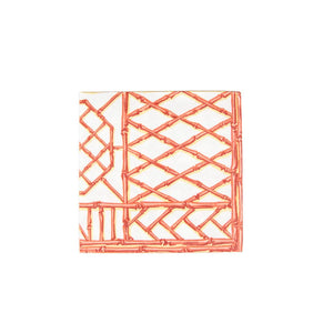 Cocktail Paper Linen Napkins - Bamboo Screen Coral